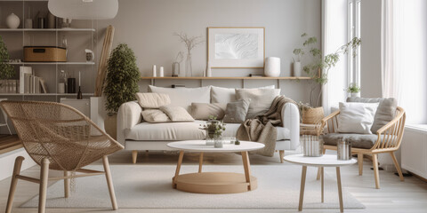 Stylish scandinavian living room - Generative AI