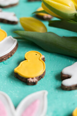 Fototapeta na wymiar Delicious Decorated Easter Cookies
