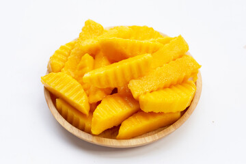 Naklejka na ściany i meble Sweet yellow mango fruit slices
