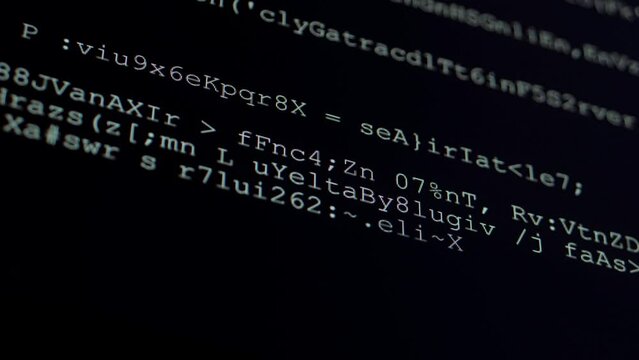 Program Code. Computer Programming code scroll. Source code on the monitor screen.