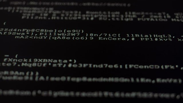 Program Code. Web development. Computer programming code scroll. Source code on the monitor screen.