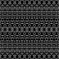 Vector geometric seamless pattern. Ornamental background with abstract shapes. Black and white texture. Abstract ornament background. Dark repeat design for decor, fabric, cloth.Abstraction art.