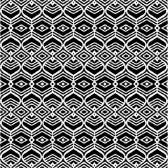 Vector geometric seamless pattern. Ornamental background with abstract shapes. Black and white texture. Abstract ornament background. Dark repeat design for decor, fabric, cloth.Abstraction art.