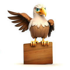 Eagle with blank sign. Generative AI