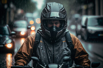 Biker on motorcycle Generative AI