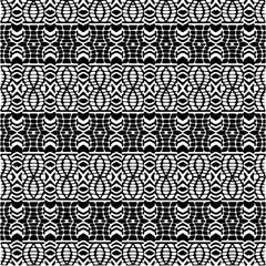 Vector geometric seamless pattern. Ornamental background with abstract shapes. Black and white texture. Abstract ornament background. Dark repeat design for decor, fabric, cloth.Abstraction art.