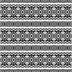 Vector geometric seamless pattern. Ornamental background with abstract shapes. Black and white texture. Abstract ornament background. Dark repeat design for decor, fabric, cloth.Abstraction art.