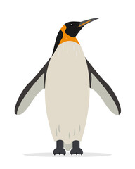 Penguin icon isolated on white background. Big Emperor or King penguin, bird of Antarctica. Flat or cartoon nature animal vector illustration.