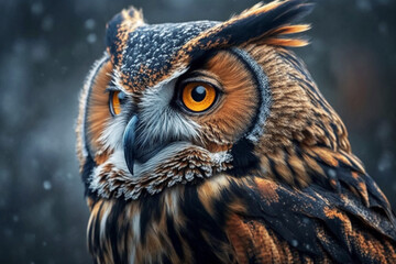 Great horned owl in flight Generative AI