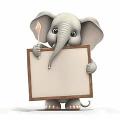 Elephant with blank sign. Generative AI