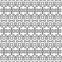 Vector geometric seamless pattern. Ornamental background with abstract shapes. Black and white texture. Abstract ornament background. Dark repeat design for decor, fabric, cloth.Abstraction art.