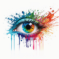Abstract woman eye colour splash art. Beautiful graphic design in style. Generative AI. 