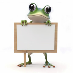 Frog with blank sign. Generative AI