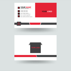corporate business card with red and beck colors , name card template clean layout design template