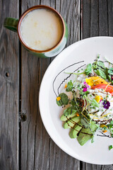 healthy salad and bone broth meal