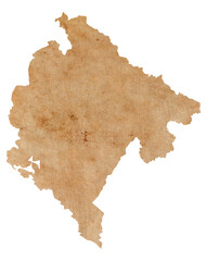 map of Montenegro on old brown grunge paper