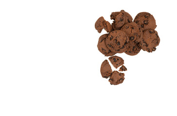 Chocolate cookies isolated on white.
