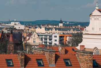 view of the city over the rooftops