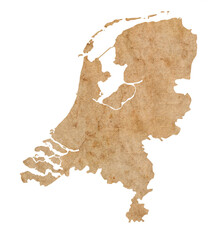 map of Netherlands on old brown grunge paper
