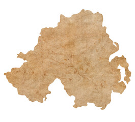 map of Northern Ireland on old brown grunge paper 