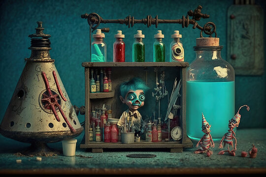 Creepy Old Children's Chemistry Set Generative AI