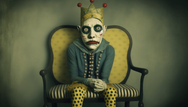 Creepy Man Sitting in a Victorian Chair Generative AI