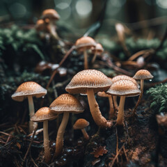 Fungi growing on the forest floor-Mushroom-Generative AI