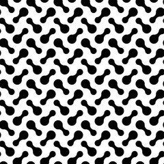 Circle seamless pattern. Repeating black dot on white background. Repeated metaball wallpaper. Abstract design for tech print. Modern repeat backdrop. Blobs shapes. Circe form. Vector illustration