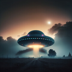 UFO abducting. Generative AI.