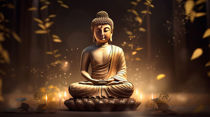 Buddha Purnima Holiday Background. Illustration AI Generative - obrazy, fototapety, plakaty