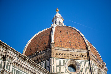 Fototapeta na wymiar Brunelleschi's Dome, in the Cathedral Santa Maria del Fiore, is the Duomo of Florence in Italy