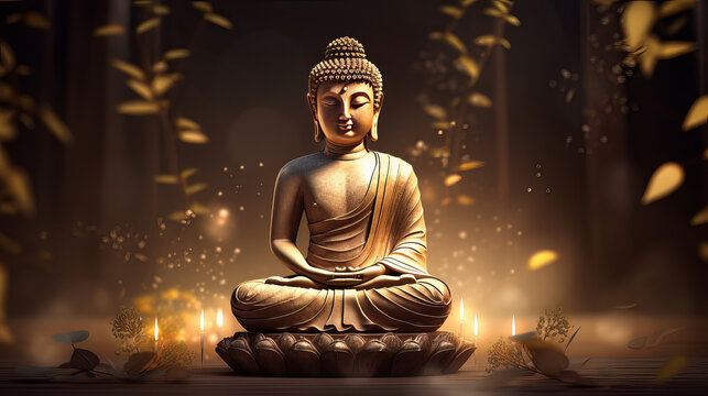 Buddha Purnima Holiday Background. Illustration AI Generative