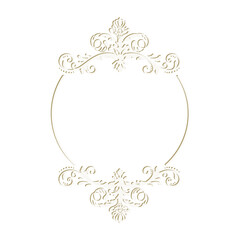 floral label frame with damask pattern