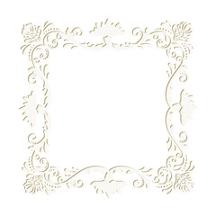 floral label frame with damask pattern