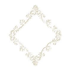 floral label frame with damask pattern