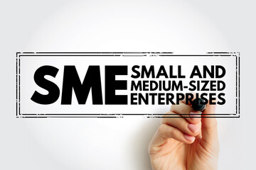 SME Small And Medium-sized Enterprises - businesses whose personnel numbers fall below certain limits, acronym text concept stamp