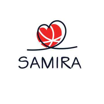 (Samira) Calligraphy name, Vector illustration.