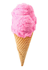 Strawberry cream with cone on blue pastel background