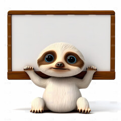 Sloth with blank sign. Generative AI