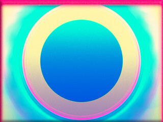 Abstract, Silver Circle, set against, Blue, and White, within a Border