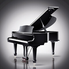 Classic musical instrument black piano isolated on white background. Generative AI
