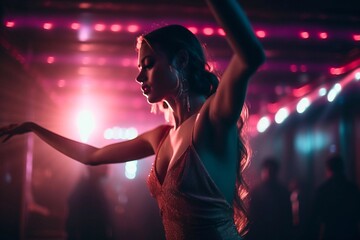 Night Club neon dancing concept. Generative AI