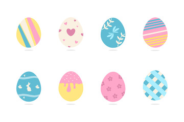 easter eggs set vector illustrations in pastel color