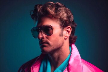 Portrait of a man in a pink suit. Generative AI