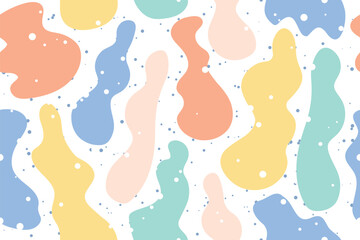 seamless summer pattern with colorful abstract shapes of leaves and smudges- vector illustration
