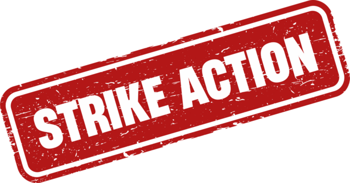 Strike action grunge rubber stamp