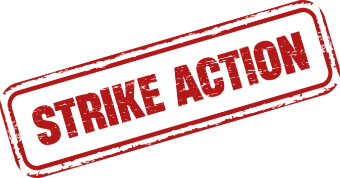 Strike action grunge rubber stamp - Powered by Adobe