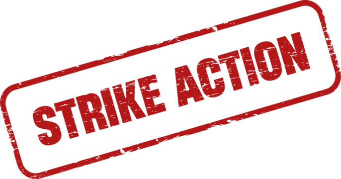 Strike action grunge rubber stamp