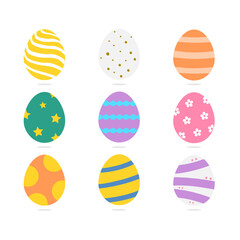 set of eggs vector illustrations in happy colours