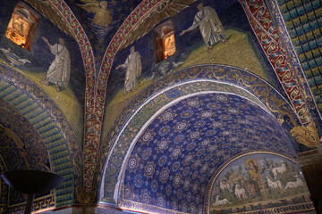 Colorfull mosaic in the church of Ravenna